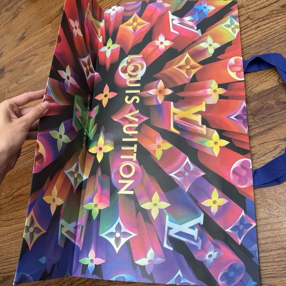 LARGE LOUIS VUITTON Authentic Paper Shopping Gift Bag Rainbow Christmas Limited